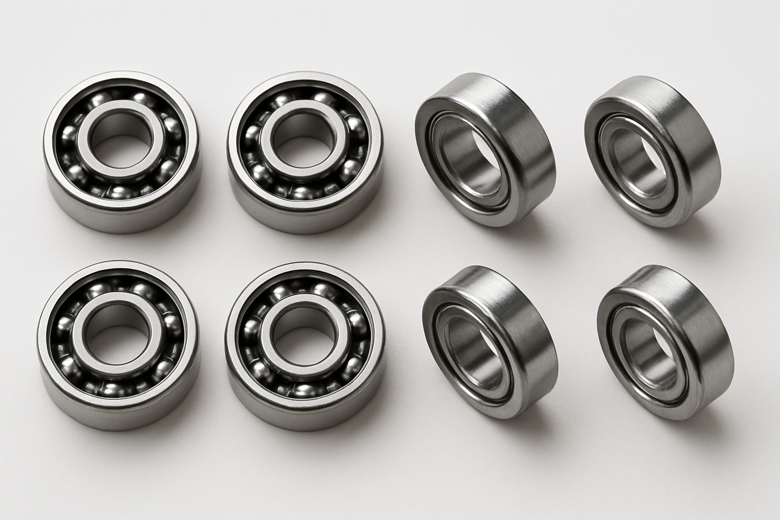 Skateboard wheel bearings 8pcs white background 
